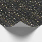 Create Your Own Gold Pagan Symbols Black Geschenkpapier (Ecke)