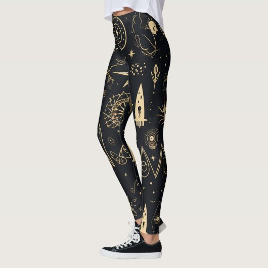 Create Your Own Gold Pagan Symbols Black Leggings (Links)