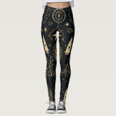 Create Your Own Gold Pagan Symbols Black Leggings (Vorderseite)