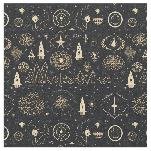 Create Your Own Gold Pagan Symbols Black Stoff (Nahaufnahme)