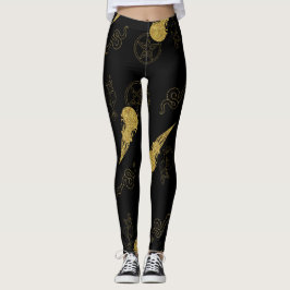 Create Your Own Gold Ritual Symbols Black Leggings