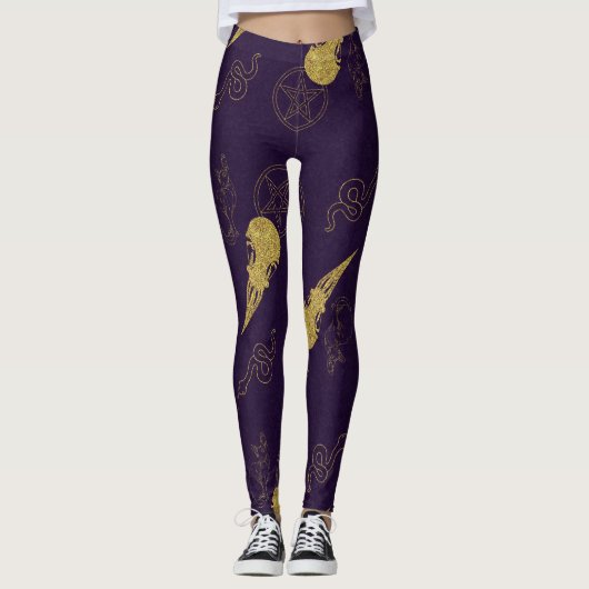 Create Your Own Gold Ritual Symbols Purple Leggings (Vorderseite)