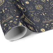 Create Your Own Gold Tribal Pagan Symbols Black Geschenkpapier (Rolleneckpunkt)