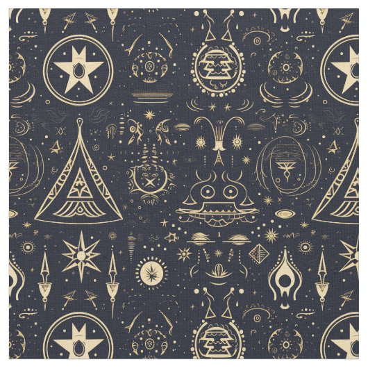 Create Your Own Gold Tribal Pagan Symbols Black Stoff (Nahaufnahme)