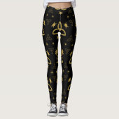 Create Your Own Gold Triquetra Moon Goddess Black Leggings (Vorderseite)
