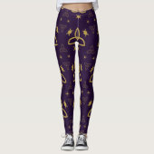Create Your Own Gold Triquetra Moon Goddess Purple Leggings (Vorderseite)