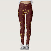 Create Your Own Gold Triquetra Moon Goddess Red Leggings (Vorderseite)
