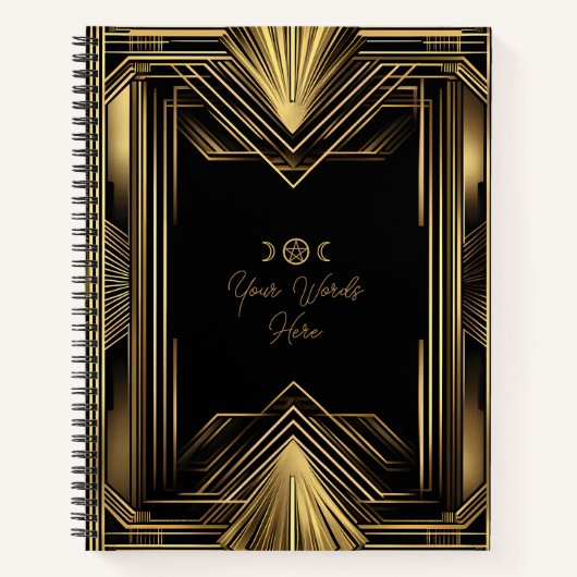 Create Your Own Golden Art Deco Black Notizblock (Vorderseite)