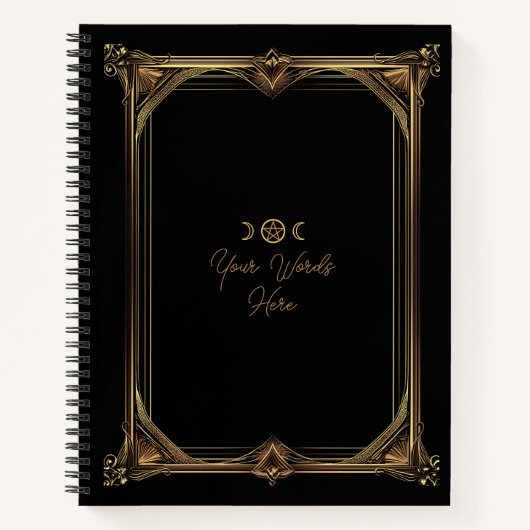 Create Your Own Golden Art Nouveau Black Notizblock (Vorderseite)