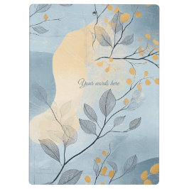 Create Your Own Golden Blue Floral Minimalist Klemmbrett