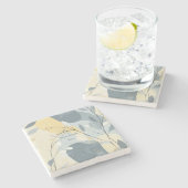 Create Your Own Golden Blue Gray Floral Minimilist Steinuntersetzer (Seitenansicht)