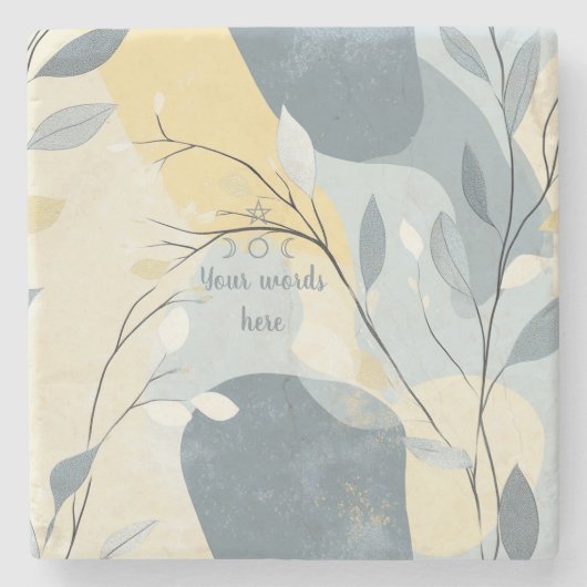 Create Your Own Golden Blue Gray Floral Minimilist Steinuntersetzer (Vorderseite)