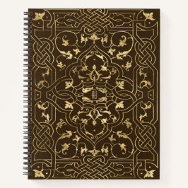 Create Your Own Golden Celtic Knotwork Brown Notizblock