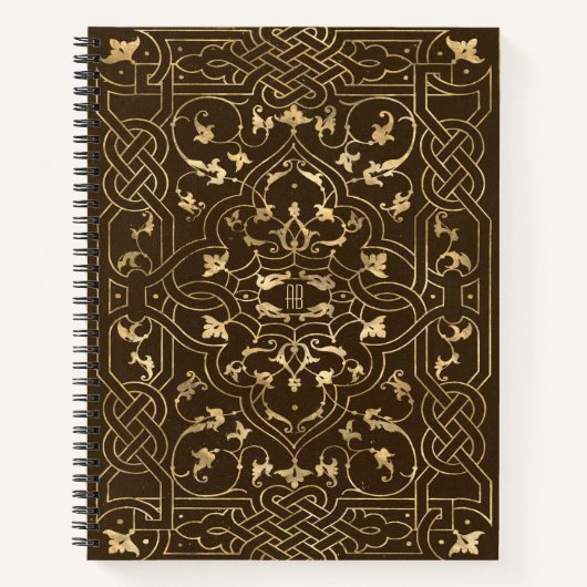 Create Your Own Golden Celtic Knotwork Brown Notizblock (Vorderseite)