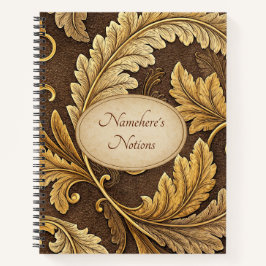 Create Your Own Golden Embossed Vintage Leafy Vine Notizblock