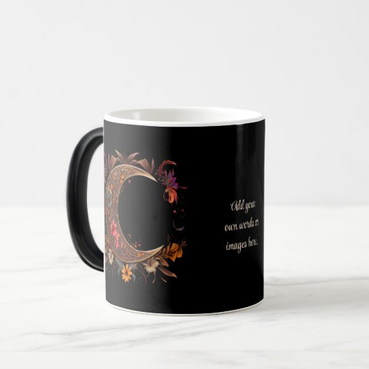 Create Your Own Golden Floral Boho Moon Verwandlungstasse (Vorderseite Links)