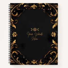 Create Your Own Golden Flowers & Flourishes Black Notizblock