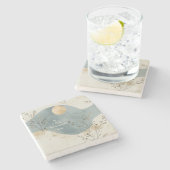 Create Your Own Golden Moon Floral Minimilist Steinuntersetzer (Seitenansicht)