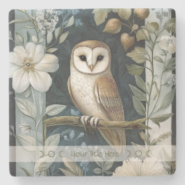 Create Your Own Golden Owl Floral Botanical Steinuntersetzer