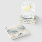 Create Your Own Golden Summer Leaves Minimilist Steinuntersetzer (Seitenansicht)