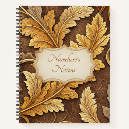 Create Your Own Golden Vintage Leaves Notizblock