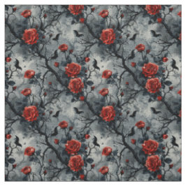 Create Your Own Gothic Bats Red Roses Grey Stoff
