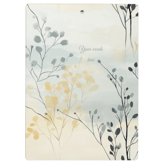 Create Your Own Gray Blue Yellow Floral Minimalist Klemmbrett (Rückseite)