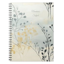 Create Your Own Gray Blue Yellow Floral Minimalist Notizblock