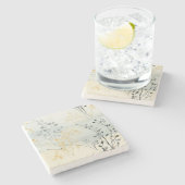 Create Your Own Gray Blue Yellow Floral Minimilist Steinuntersetzer (Seitenansicht)