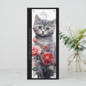 Create Your Own Gray Kitten Red Rose Bookmark Card (Stehend Vorderseite)