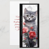 Create Your Own Gray Kitten Red Rose Bookmark Card (Vorne/Hinten)