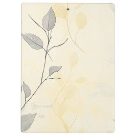 Create Your Own Gray Yellow Floral Minimalist Klemmbrett