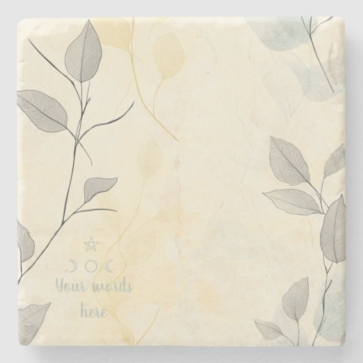 Create Your Own Gray Yellow Floral Minimilist Steinuntersetzer (Vorderseite)