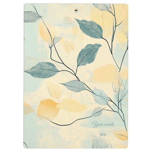 Create Your Own Green & Yellow Floral Minimalist Klemmbrett (Rückseite)