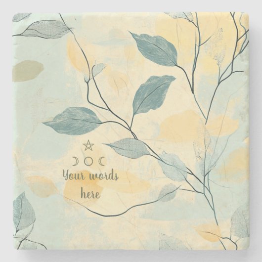 Create Your Own Green & Yellow Floral Minimilist Steinuntersetzer (Vorderseite)