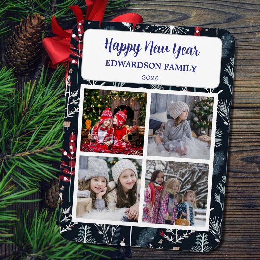 Create your own Happy New Year photo collage Magnet