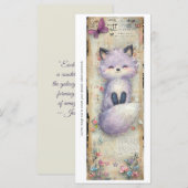 Create Your Own Happy Purple Fox Bookmark Card (Vorne/Hinten)