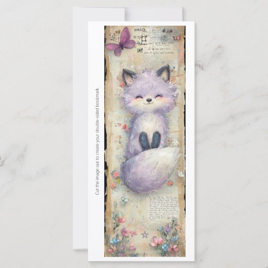 Create Your Own Happy Purple Fox Bookmark Card (Vorderseite)