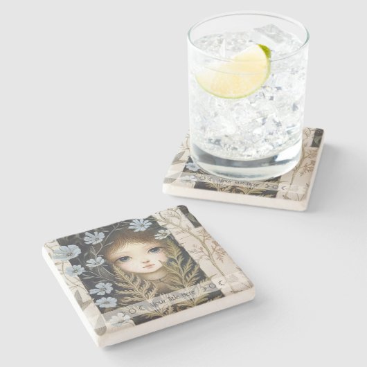 Create Your Own Hedge Witch Botanical Steinuntersetzer (Seitenansicht)