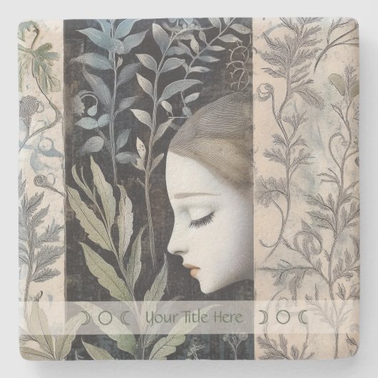 Create Your Own Hedge Witch Floral Botanical Steinuntersetzer (Vorderseite)