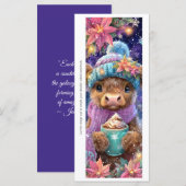 Create Your Own Highland Cow Cocoa Bookmark Card (Vorne/Hinten)