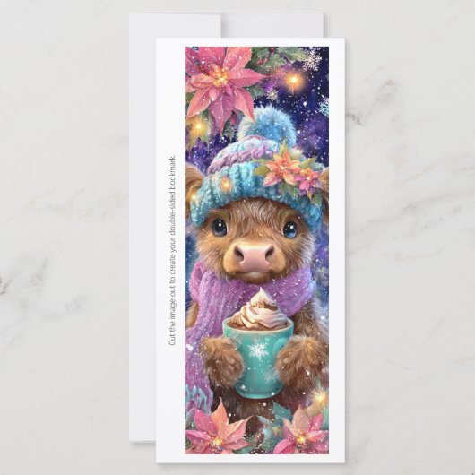 Create Your Own Highland Cow Cocoa Bookmark Card (Vorderseite)