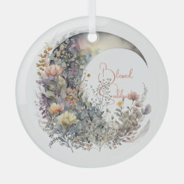 Create Your Own Iridescent Floral Crescent Moon Ornament Aus Glas