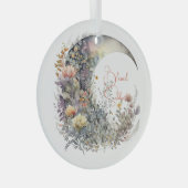 Create Your Own Iridescent Floral Crescent Moon Ornament Aus Glas (Vorderseite Rechts)