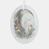 Create Your Own Iridescent Floral Crescent Moon Ornament Aus Glas (Vorderseite links)