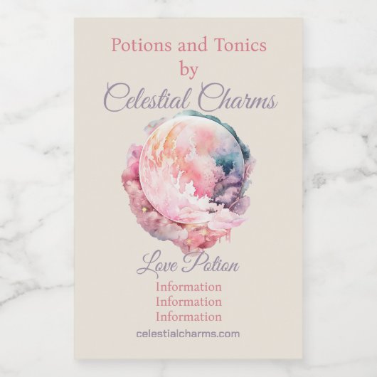 Create Your Own Lunar Love Magic Cloudy Pink Moon Weinetikett (Einzelnes Label)