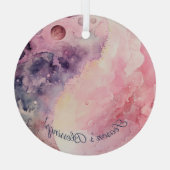 Create Your Own Lunar Love Magic Pink Moon Ornament Aus Glas (Rückseite)