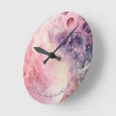 Create Your Own Lunar Love Magic Pink Moon Runde Wanduhr (Winkel)