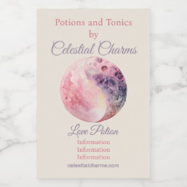 Create Your Own Lunar Love Magic Pink Moon Weinetikett