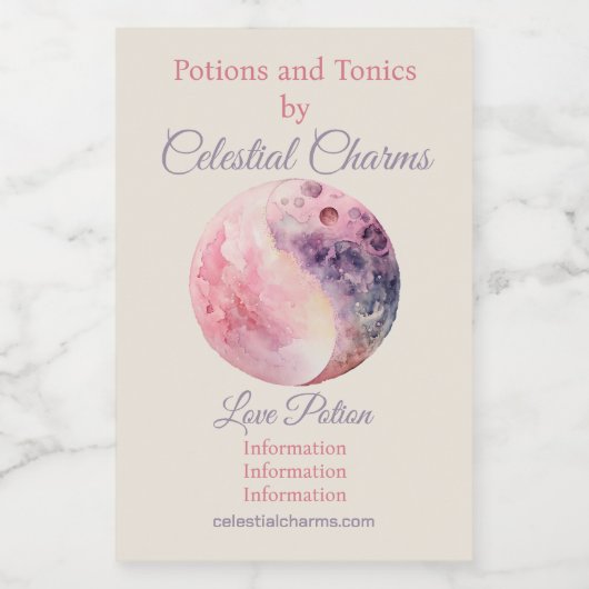 Create Your Own Lunar Love Magic Pink Moon Weinetikett (Einzelnes Label)